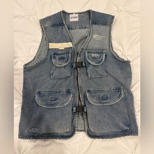 Denim Utility Vest with Pockets
